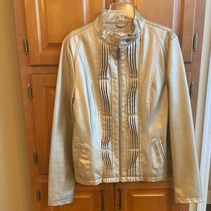 Gold Women's Jacket Faux Leather! Machine washable!  Like New!